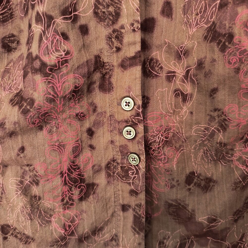 Mountain Hardwear Womens Top 12 Purple Pink Floral Cotton Button-up Office - Picture 8 of 13